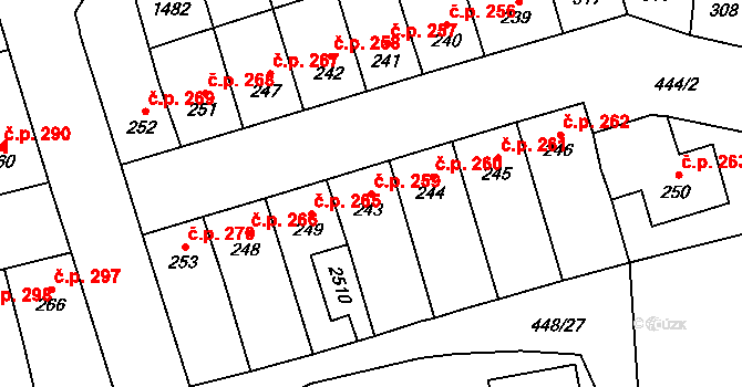 Lány 259, Svitavy na parcele st. 243 v KÚ Čtyřicet Lánů, Katastrální mapa