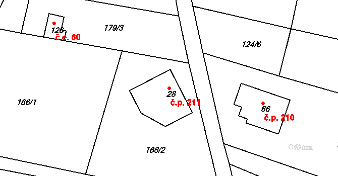 Starobucké Debrné 211, Nemojov na parcele st. 28 v KÚ Starobucké Debrné, Katastrální mapa