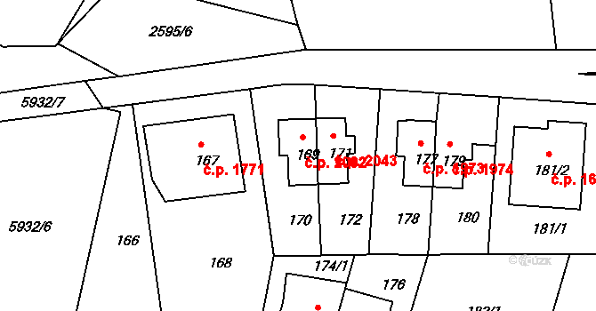 Záběhlice 2092, Praha na parcele st. 169 v KÚ Záběhlice, Katastrální mapa