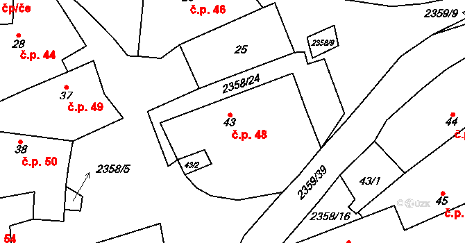 Mečichov 48 na parcele st. 43 v KÚ Mečichov, Katastrální mapa