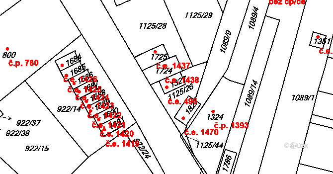 Ivančice 496 na parcele st. 1327 v KÚ Ivančice, Katastrální mapa