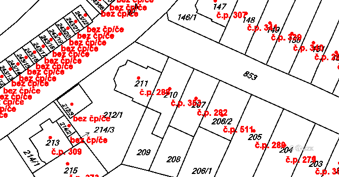 Doudlevce 353, Plzeň na parcele st. 210 v KÚ Doudlevce, Katastrální mapa