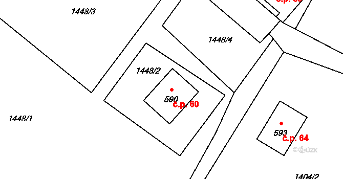 Koruna 60 na parcele st. 590 v KÚ Koruna, Katastrální mapa