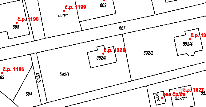 Příbor 1226 na parcele st. 592/5 v KÚ Klokočov u Příbora, Katastrální mapa