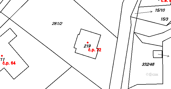 Zborná 72, Jihlava na parcele st. 219 v KÚ Zborná, Katastrální mapa