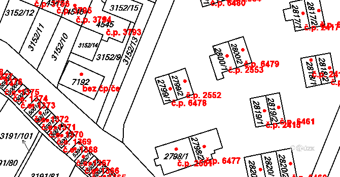 Zlín 6478 na parcele st. 2799/1 v KÚ Zlín, Katastrální mapa