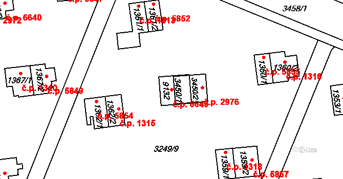 Zlín 6643 na parcele st. 3450/1 v KÚ Zlín, Katastrální mapa