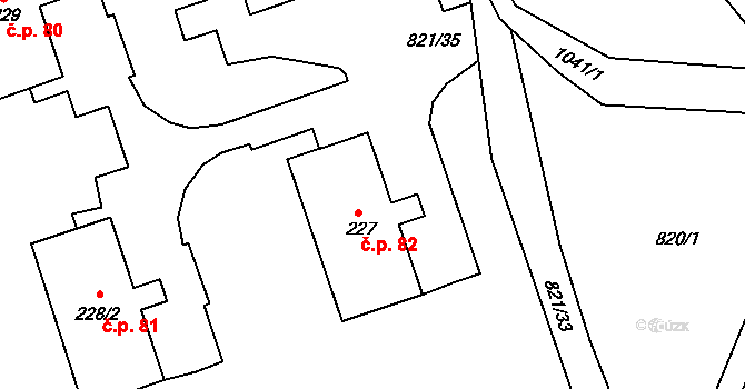 Leopoldka 82, Velký Šenov na parcele st. 227 v KÚ Staré Hraběcí, Katastrální mapa