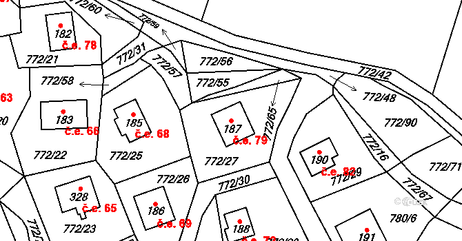 Černýš 79, Perštejn na parcele st. 187 v KÚ Černýš, Katastrální mapa
