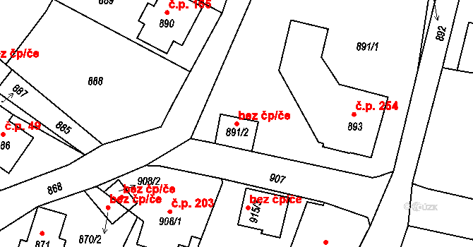 Jablonec nad Nisou 38440016 na parcele st. 891/2 v KÚ Vrkoslavice, Katastrální mapa