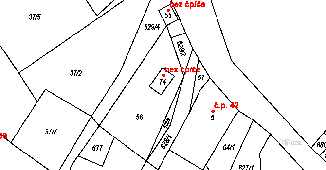 Neveklovice 41928016 na parcele st. 74 v KÚ Neveklovice, Katastrální mapa