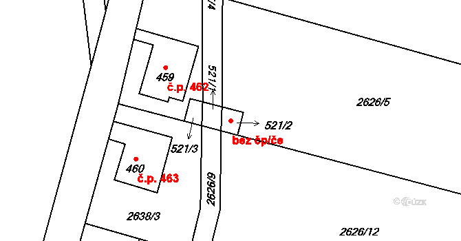 Šluknov 42385016 na parcele st. 521/1 v KÚ Království, Katastrální mapa