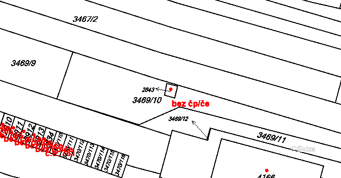 Kyjov 44584016 na parcele st. 2843 v KÚ Kyjov, Katastrální mapa