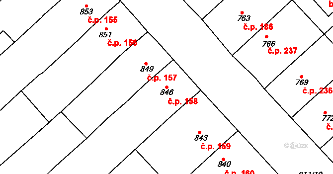 Holubice 158 na parcele st. 846 v KÚ Holubice, Katastrální mapa