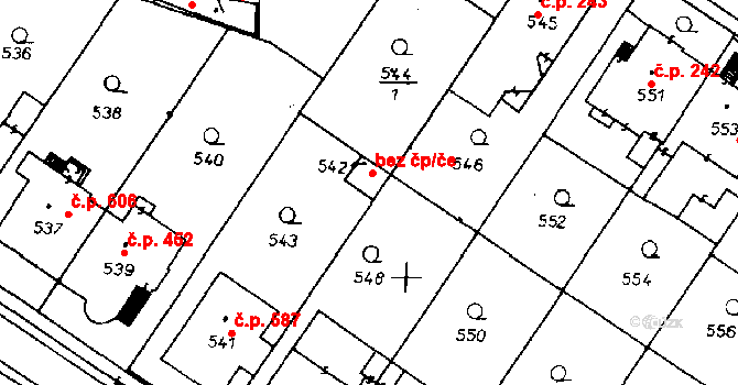 Poděbrady 47778016 na parcele st. 542 v KÚ Poděbrady, Katastrální mapa
