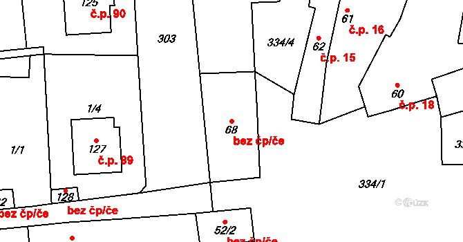 Mlékojedy 48449016 na parcele st. 68 v KÚ Mlékojedy u Litoměřic, Katastrální mapa