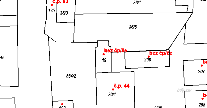 Břežany I 49132016 na parcele st. 19 v KÚ Chocenice u Břežan I, Katastrální mapa
