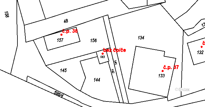 Zátor 49682016 na parcele st. 143 v KÚ Loučky u Zátoru, Katastrální mapa