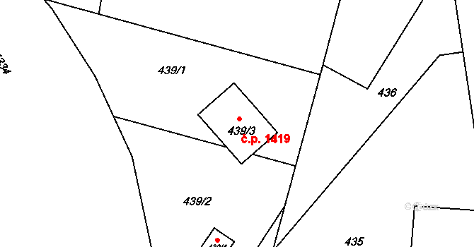 Dolní Lutyně 1419 na parcele st. 439/3 v KÚ Dolní Lutyně, Katastrální mapa