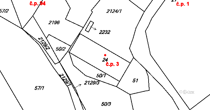 Žichlice 3, Hromnice na parcele st. 24 v KÚ Žichlice u Hromnic, Katastrální mapa