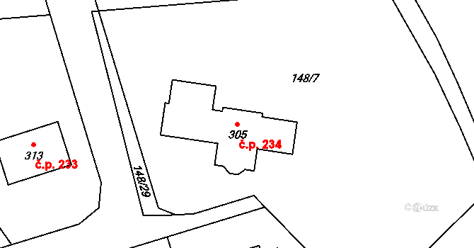 Horní Libchavy 234, Libchavy na parcele st. 305 v KÚ Horní Libchavy, Katastrální mapa