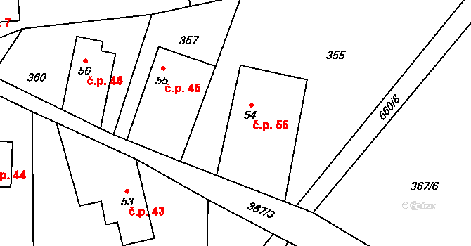Řešetova Lhota 55, Studnice na parcele st. 54 v KÚ Řešetova Lhota, Katastrální mapa
