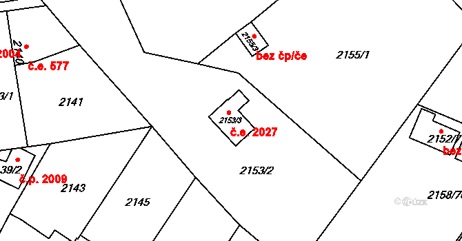 Trnovany 2027, Teplice na parcele st. 2153/3 v KÚ Teplice-Trnovany, Katastrální mapa
