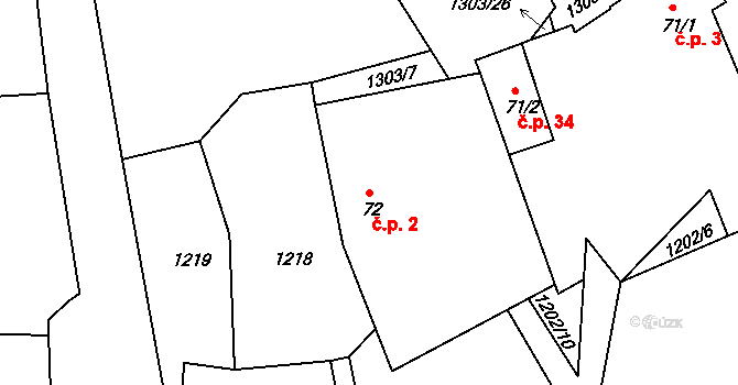 Leptač 2, Chroboly na parcele st. 72 v KÚ Leptač, Katastrální mapa