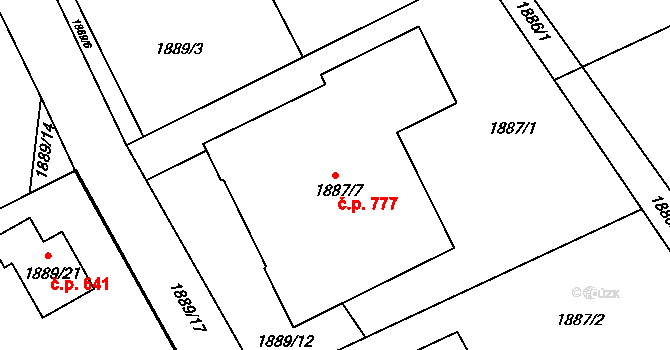 Mizerov 777, Karviná na parcele st. 1887/7 v KÚ Karviná-město, Katastrální mapa