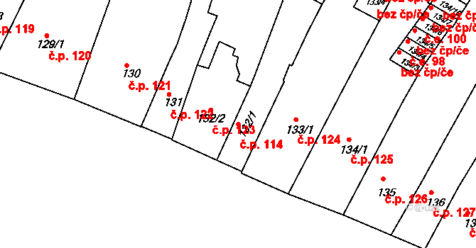 Rakovník I 114, Rakovník na parcele st. 132/1 v KÚ Rakovník, Katastrální mapa
