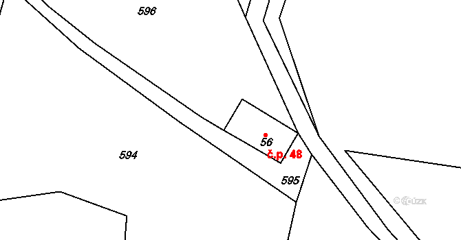 Světlický Dvůr 48, Humpolec na parcele st. 56 v KÚ Světlice, Katastrální mapa