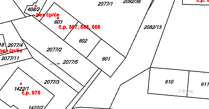 Ledeč nad Sázavou 555,556,557 na parcele st. 601 v KÚ Ledeč nad Sázavou, Katastrální mapa