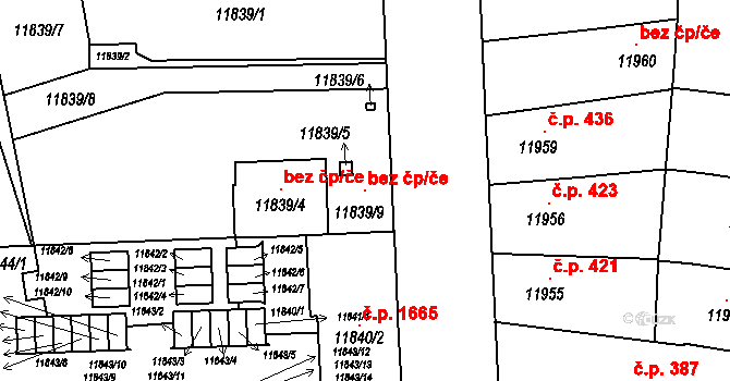 Plzeň 98618016 na parcele st. 11839/9 v KÚ Plzeň, Katastrální mapa