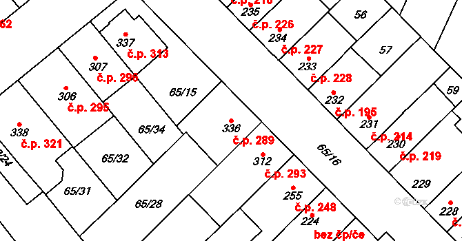 Přerov II-Předmostí 289, Přerov na parcele st. 336 v KÚ Předmostí, Katastrální mapa