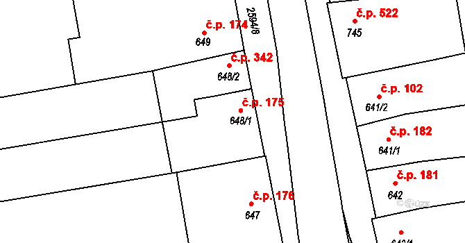 Lipník nad Bečvou I-Město 175, Lipník nad Bečvou na parcele st. 648/1 v KÚ Lipník nad Bečvou, Katastrální mapa