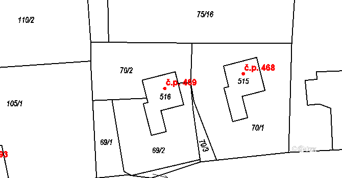 Kokonín 468, Jablonec nad Nisou na parcele st. 515 v KÚ Kokonín, Katastrální mapa