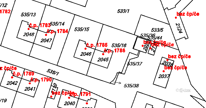 Nymburk 1786 na parcele st. 2045 v KÚ Nymburk, Katastrální mapa