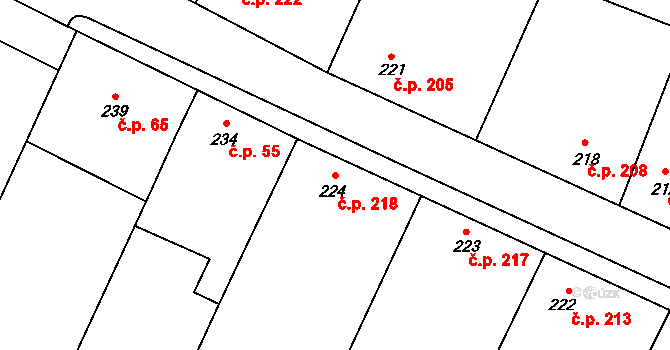 Černuc 218 na parcele st. 224 v KÚ Černuc, Katastrální mapa