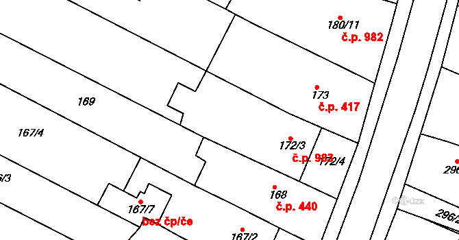 Svatobořice 983, Svatobořice-Mistřín na parcele st. 172/3 v KÚ Svatobořice, Katastrální mapa