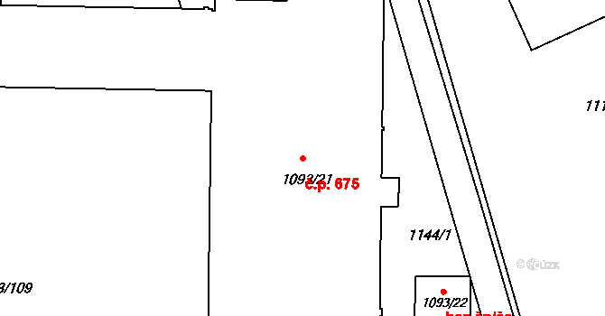 Chropyně 675 na parcele st. 1093/21 v KÚ Chropyně, Katastrální mapa