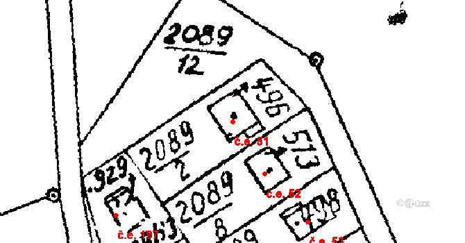 Luleč 51 na parcele st. 496 v KÚ Luleč, Katastrální mapa