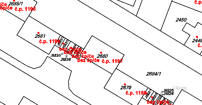 Slavkov u Brna 1197 na parcele st. 2680 v KÚ Slavkov u Brna, Katastrální mapa