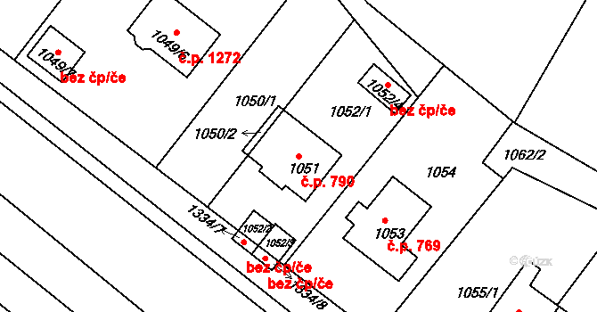 Rýmařov 790 na parcele st. 1051 v KÚ Rýmařov, Katastrální mapa