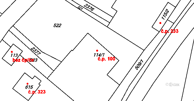 Osík 100 na parcele st. 114/1 v KÚ Osík, Katastrální mapa