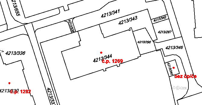 Lutyně 1269, Orlová na parcele st. 4213/344 v KÚ Horní Lutyně, Katastrální mapa