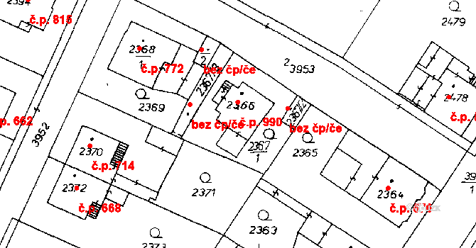 Poděbrady III 990, Poděbrady na parcele st. 2366 v KÚ Poděbrady, Katastrální mapa