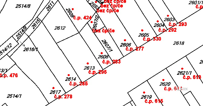 Duchcov 283 na parcele st. 2608 v KÚ Duchcov, Katastrální mapa