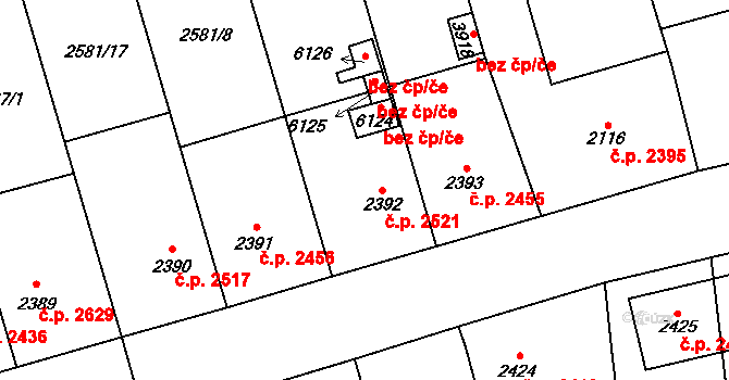 Břeclav 2521 na parcele st. 2392 v KÚ Břeclav, Katastrální mapa