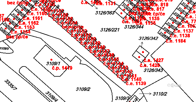 Pelhřimov 1145 na parcele st. 3126/250 v KÚ Pelhřimov, Katastrální mapa