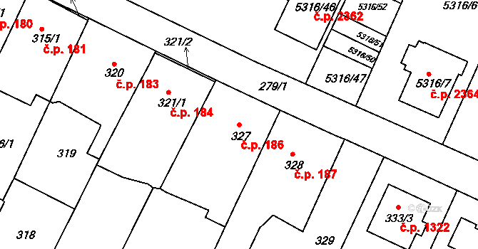 Frýdek 186, Frýdek-Místek na parcele st. 327 v KÚ Frýdek, Katastrální mapa
